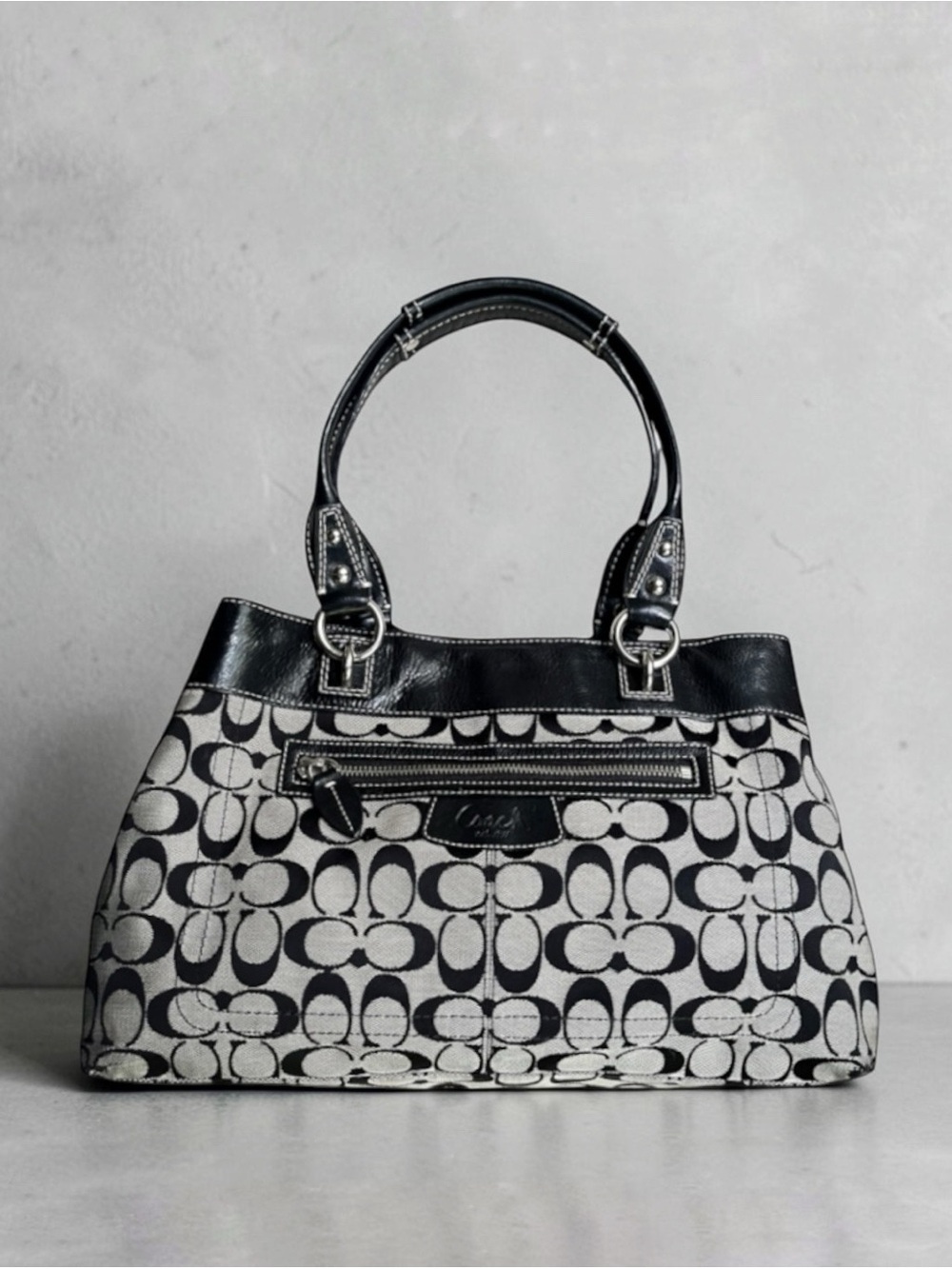 Coach Signature Penelope Black/Grey Jacquard Shoulder Bag Tote